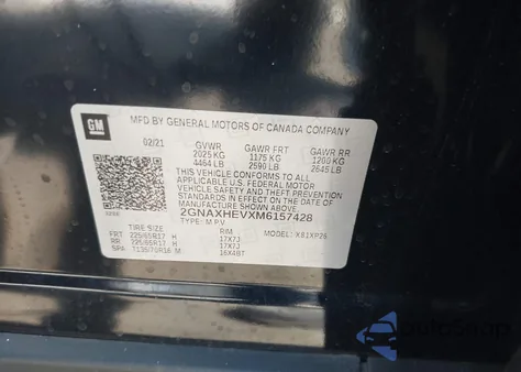 2021 Chevrolet Equinox Fwd Ls z USA, uszkodzony, nr VIN 2GNAXHEVXM6157428